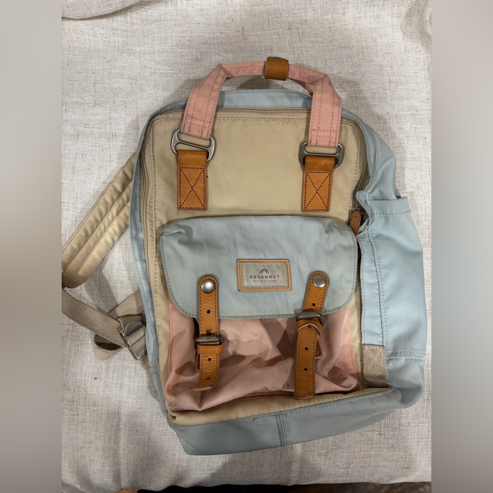 Doughnut Macaroon Multicolor Backpack with Leather Accents
